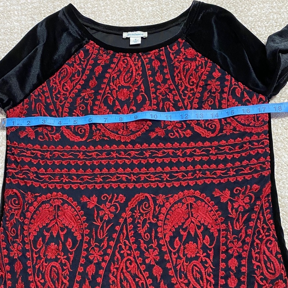 Sundance Black and Red Paisley Long Sleeve Top Size S - Picture 10 of 14